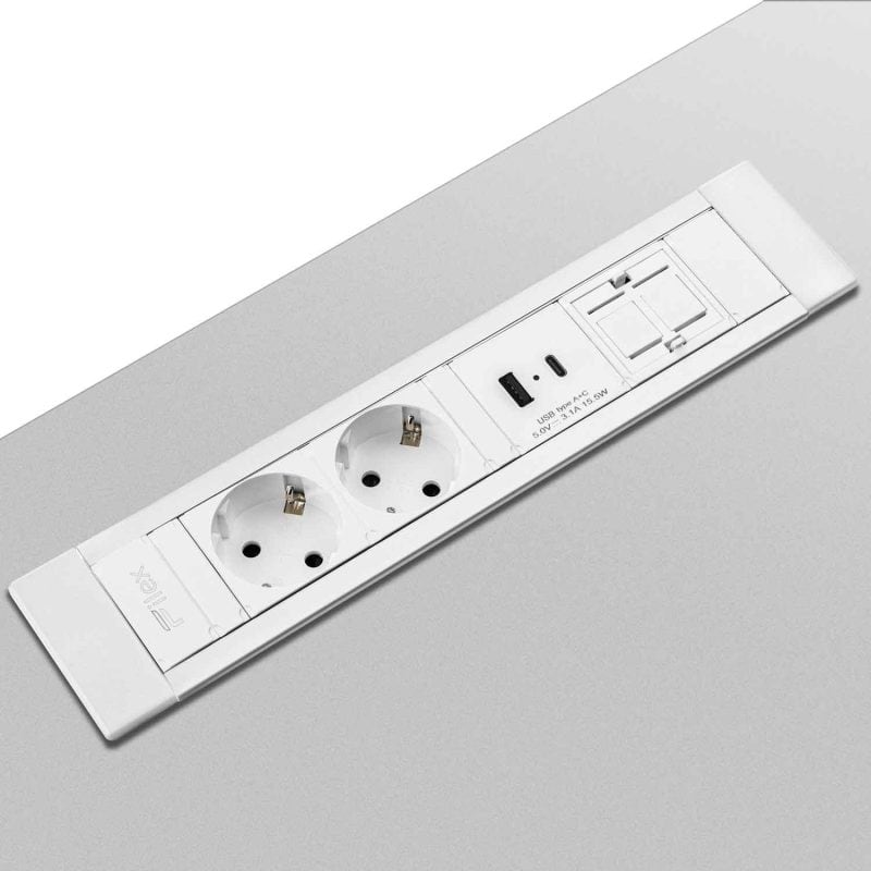 Power Desk Inbouw Wit 2x 230V + 2x USB Charger + 1x keystone