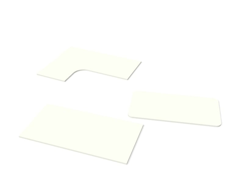 Bureaublad op maat Topwit mat Bureaublad op maat Topwit mat (render van drie bladen)