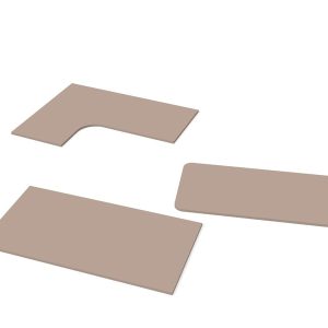 Bureaublad op maat Amandelbeige (render van drie bladen)