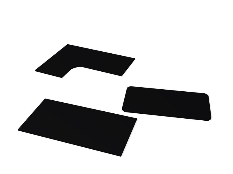 Bureaublad op maat Zwart Bureaublad op maat Zwart (render van drie bladen)